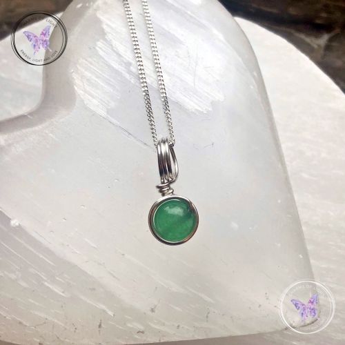 Green Aventurine Silver Wire Wrapped Pendant